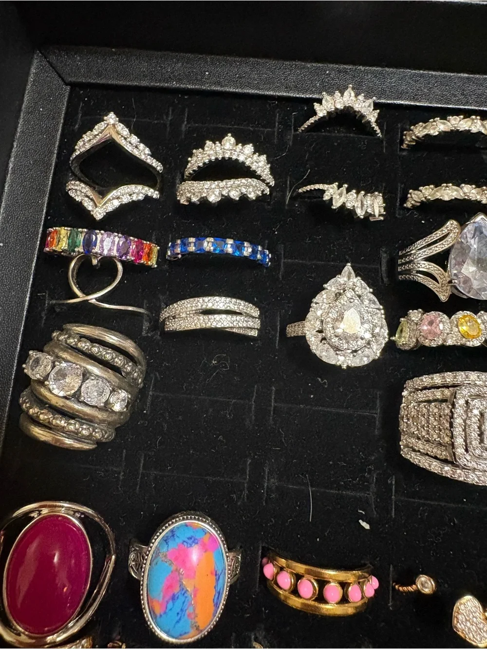 Mixed Women's Ring Collection - Pink, Gold, Silver Accents